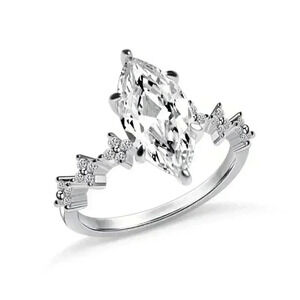 New 925 Silver White Sapphire Marquise Ring